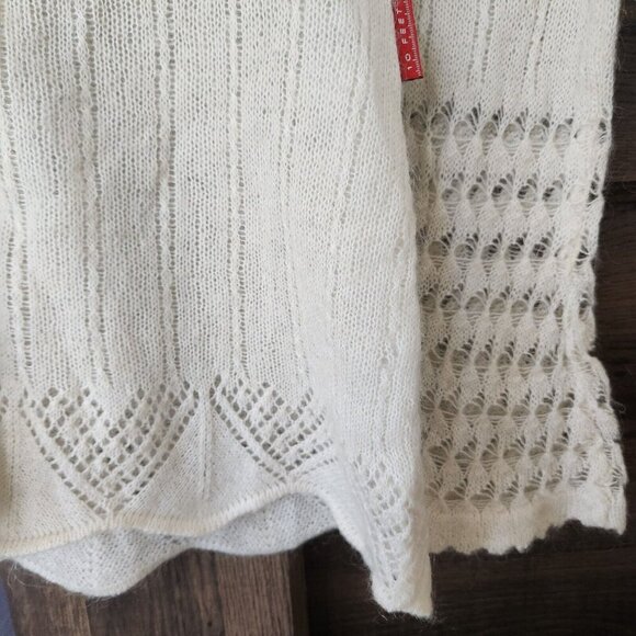 10 Feet Amsterdam Sweater Womens M Lace Knit Mohair Polymide Cream‎ Boho Sheer - Picture 10 of 16